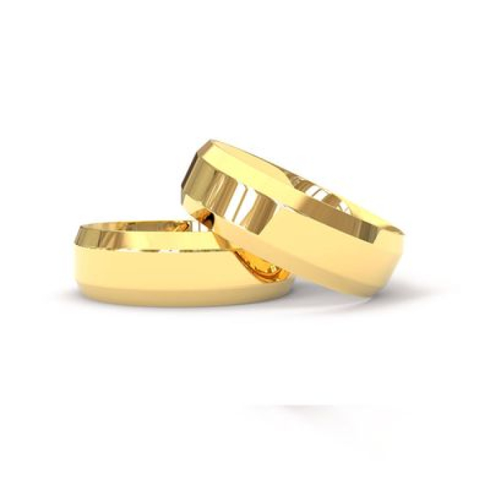 Aliança de Ouro 18K Quadra Quina Italiana 7mm